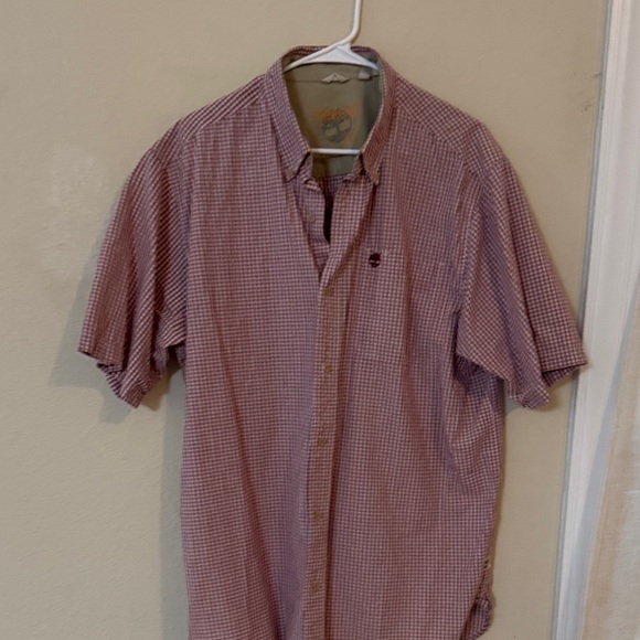 Timberland Men's Red Plaid Button Down Shirt - Picture 5 of 6
